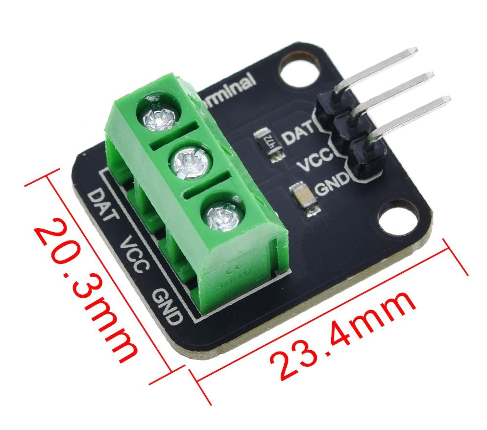 Temperatuur sensor digitaal 1-wire dallas waterdicht 3-pins DS18B20 adapter maten